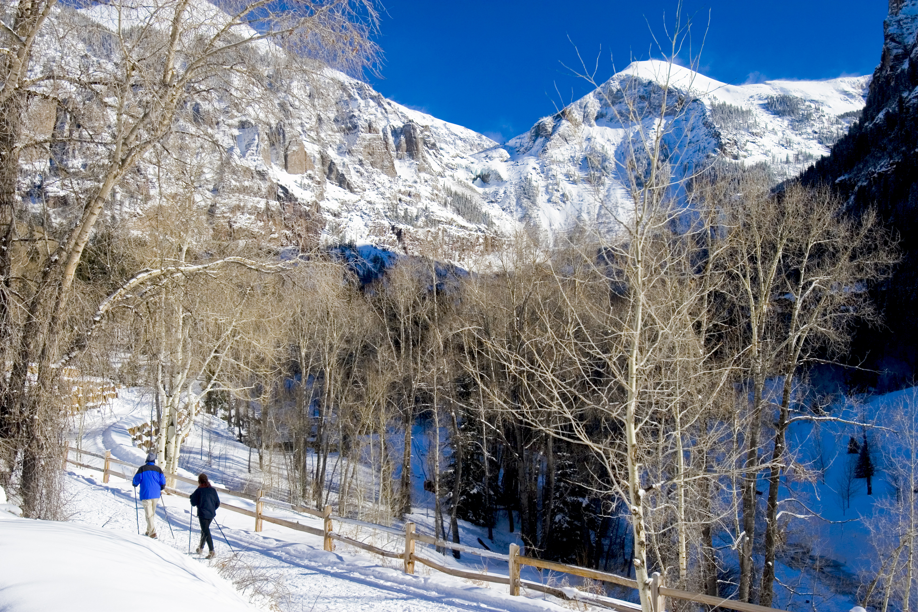 Venturing along a groomed winter trail near Telluride